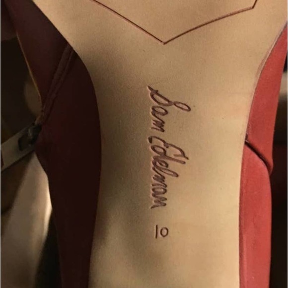 Sam Edelman Leather Ankle Boot Cognac Booties Heel RETRO 70'S RED BROWN ZIP WOOD - Picture 11 of 11